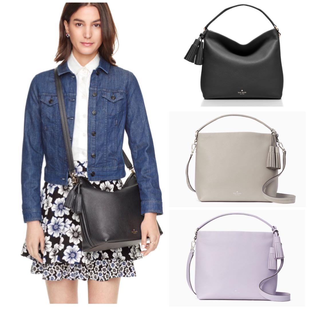 Kate Spade Orchard Street Small Natalya Handbag Satchel Tote Slingbag Crossbody Black Soft Taupe Grey Frozen Lilac Light Purple Lavender