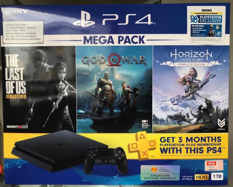 Sony PlayStation 4 Slim 1TB Only On PlayStation - 3 Games Bundle: God of  War, The Last of Us Remastered, and Horizon Zero Dawn: Complete Edition 
