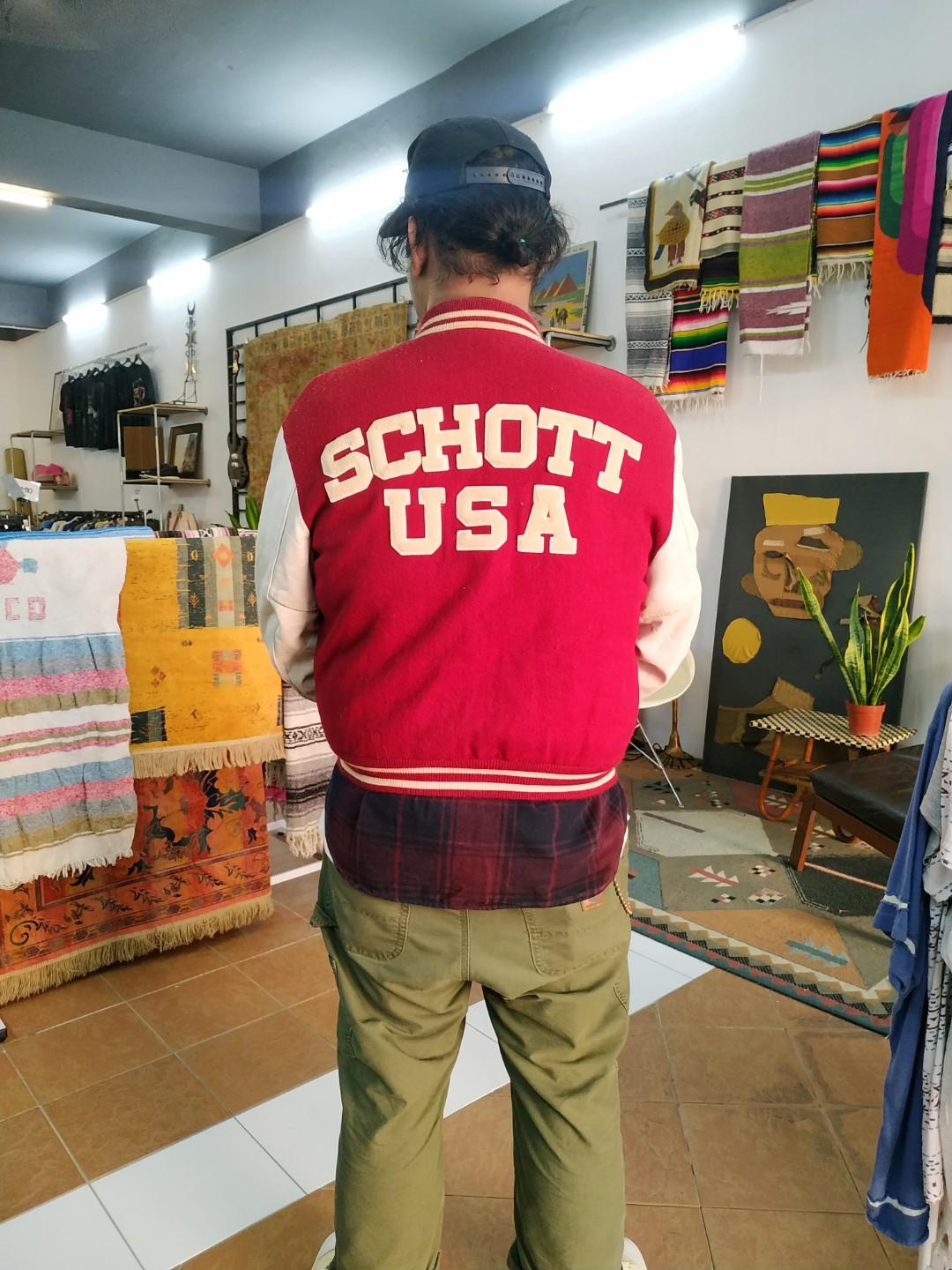 Schott half leather varsity jacket Men s Fashion Coats Jackets