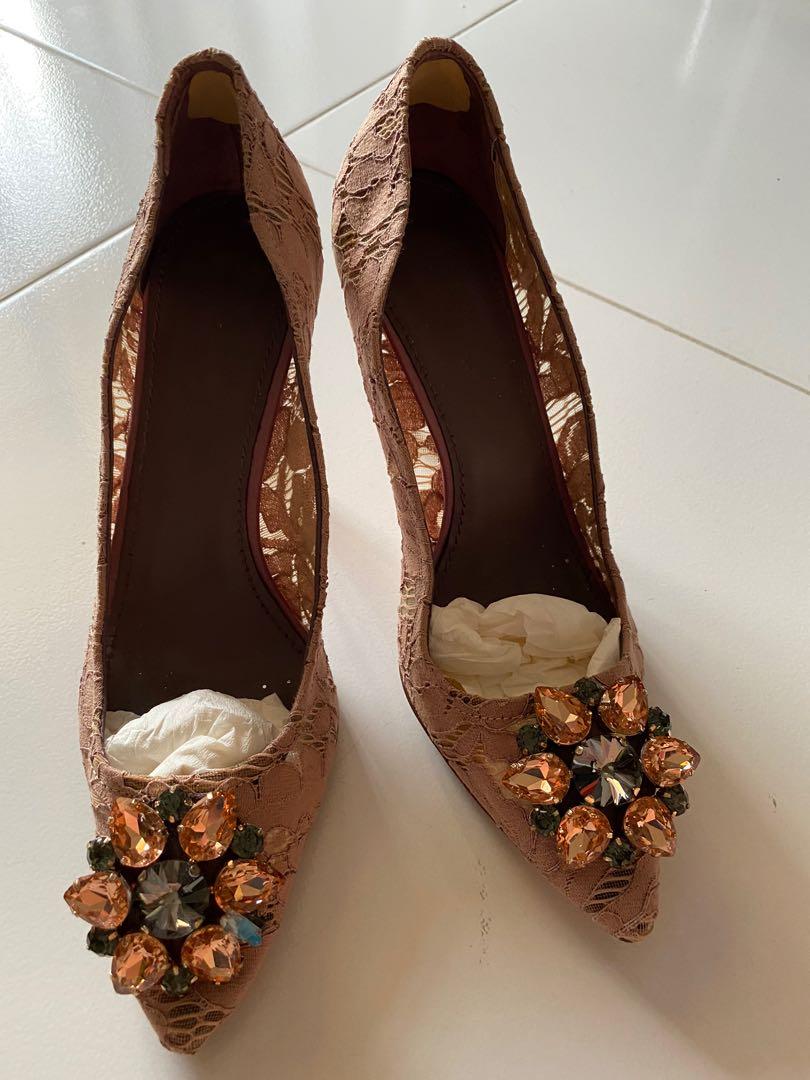 Skin color lace heels (used size 37 