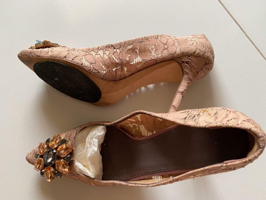 Skin color lace heels (used size 37 