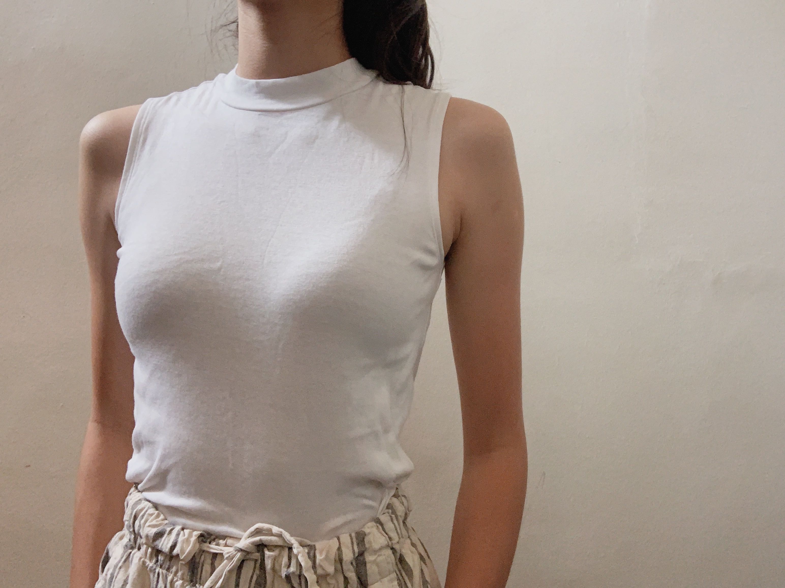 mock neck top white