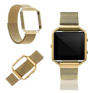 Watch Strap+Metal Frame for Fitbit Blaze (ROSE GOLD）-1776