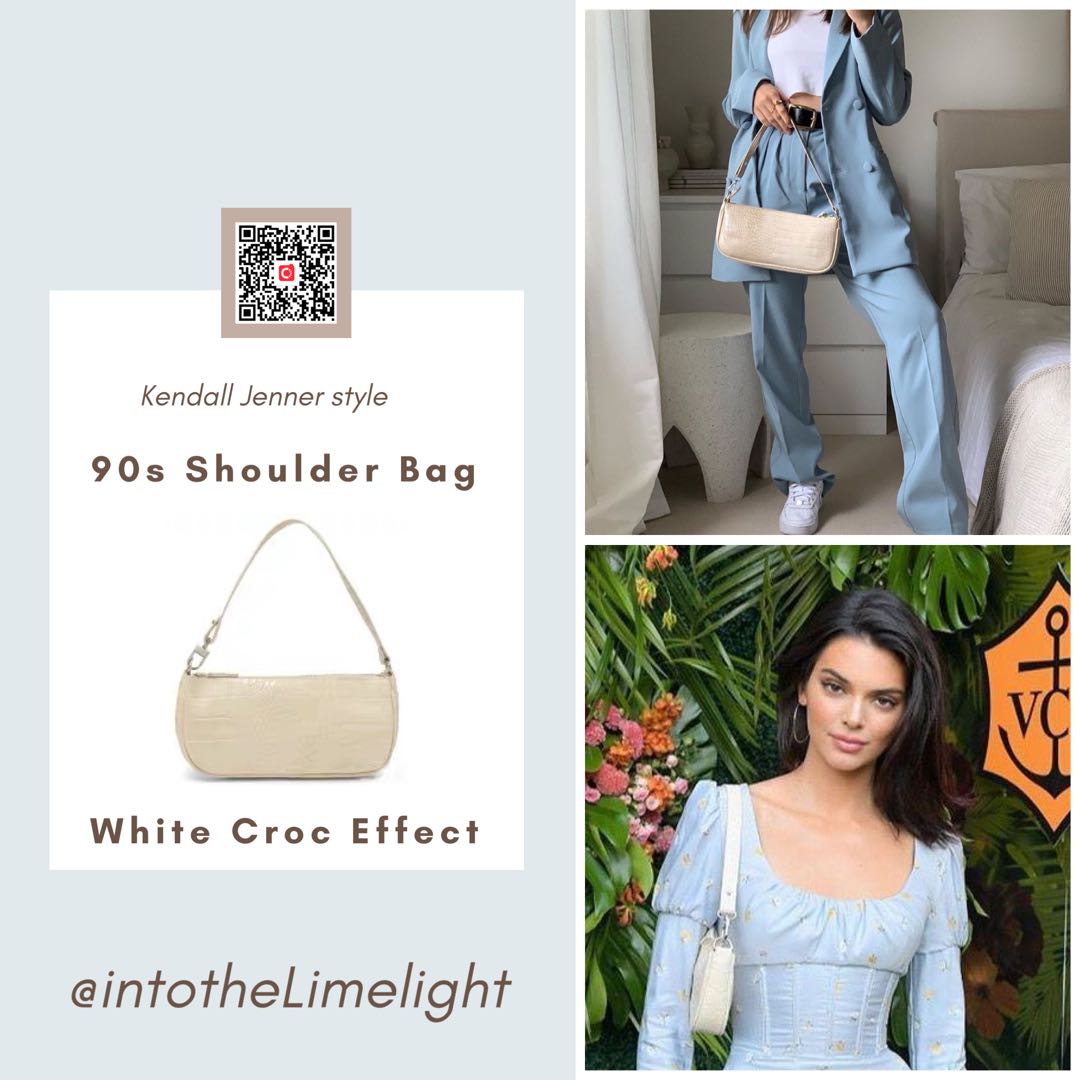 90s Croc Effect White Shoulder Bag PO, Women's Fashion, Bags & Wallets ...
