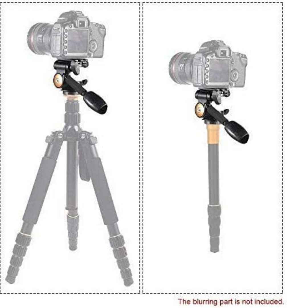 Andoer 3 Way Ball Head for Tripod Monopod Camera and Camcorder in Aluminum Alloy with Quick Release Plate Max Load 6KG