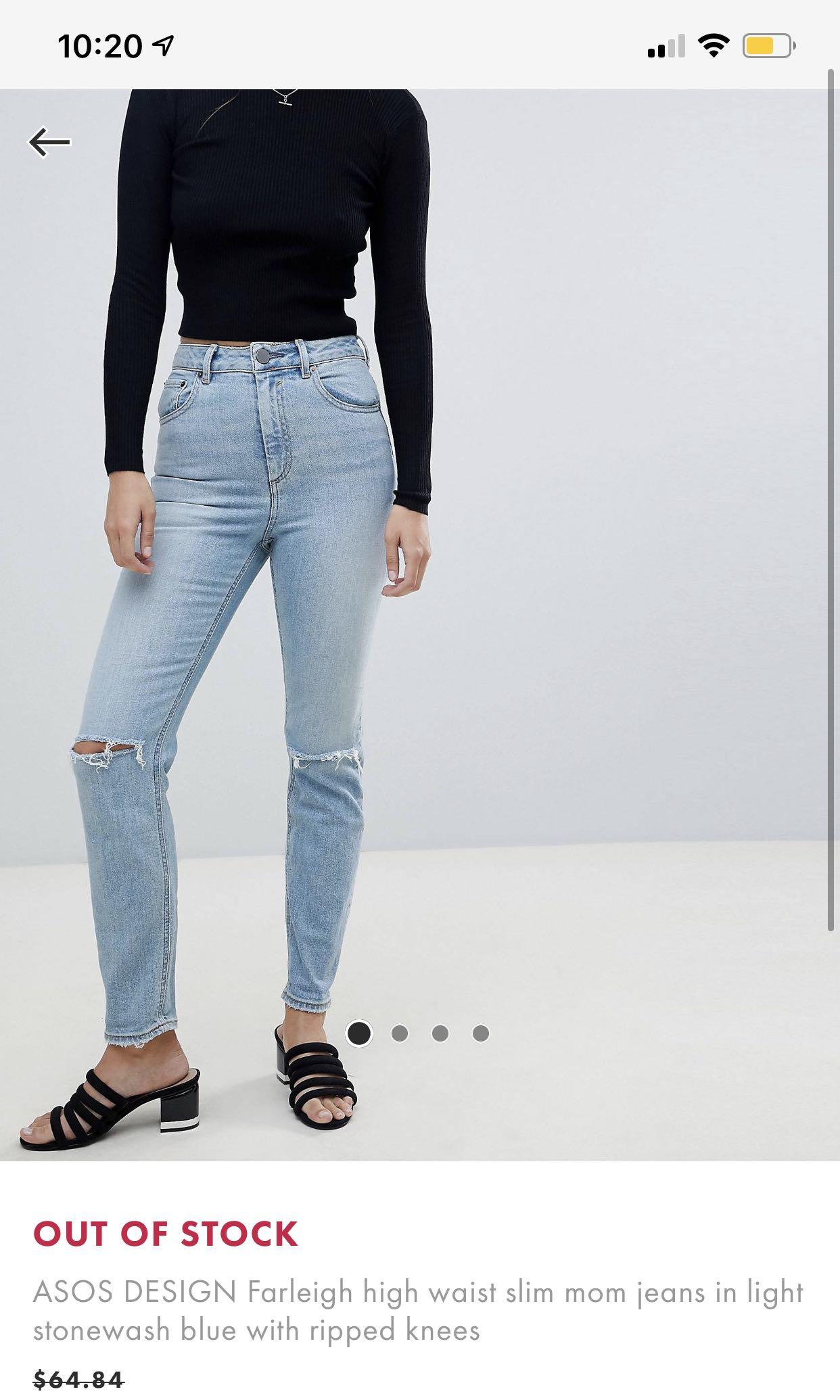asos farleigh slim mom jeans, Fashion, Bottoms, Jeans Carousell