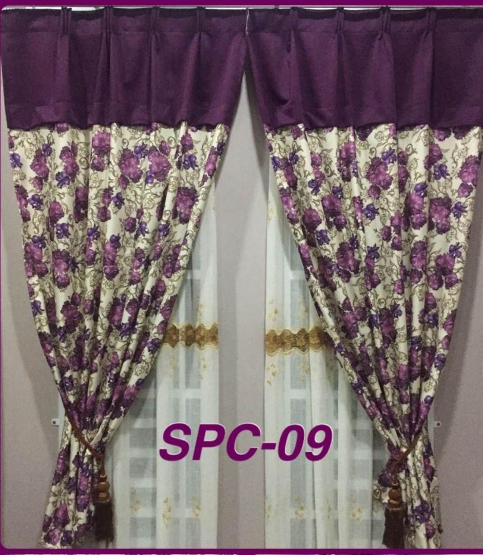 Vintage Curtain Langsir English Style Sliding Door 3 Panel