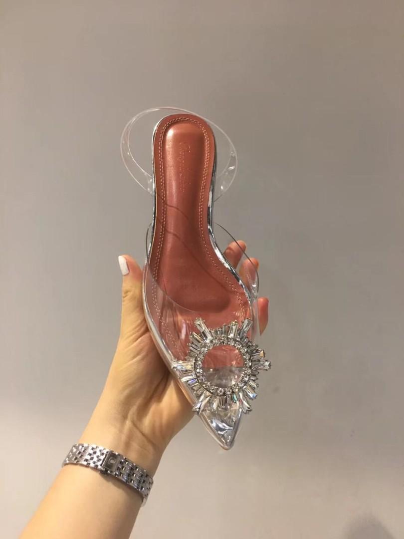 Sandals Amina Muaddi Transparent Shoes Fashion Amina Muaddi Shoes