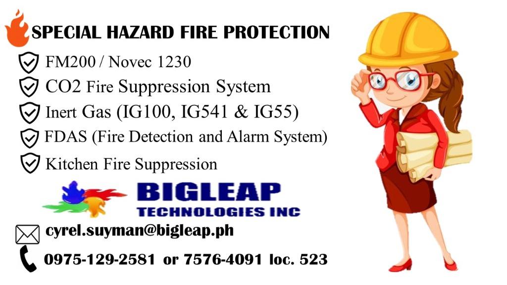 Fire Protection Specialist (Category: Construction & Building Materials) located in Pasig City. Submitted by cyrel.suyman (Listing ID 284155167, Image 1). Description: CYREL M. SUYMAN Distributor of FIRE PROTECTION (BIGLEAP TECHNOLOGIES Inc.) Sales Account Manager 0975 129 2581 7576-4091 loc. 523 .