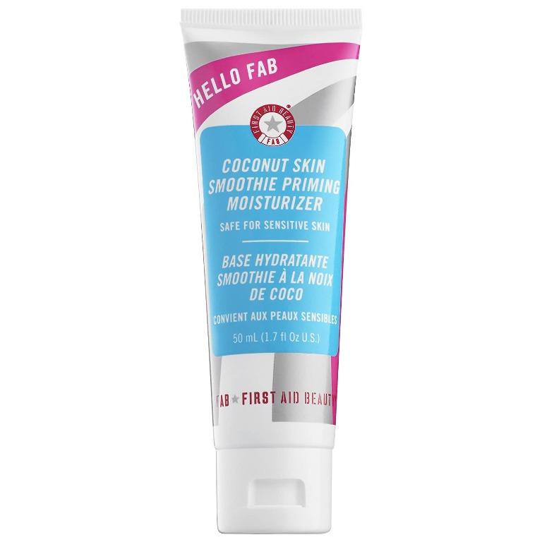 First Aid Coconut Skin Smoothie Priming Moisturizer (Category: Face Care) located in Manila. Submitted by memorylanestore (Listing ID 284113721, Image 1). Description: superfood-powered, oil-free priming moisturizer that visibly brightens and smooths while giving skin a dewy glow. Skin Type: Normal and Dry Skincare Concerns: Fine Lines and Wrinkles, Pores, and Dryness.