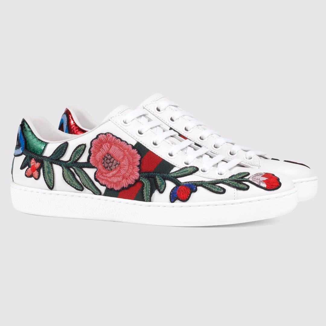 floral embroidered sneakers