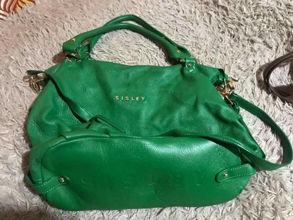 green leather handbags