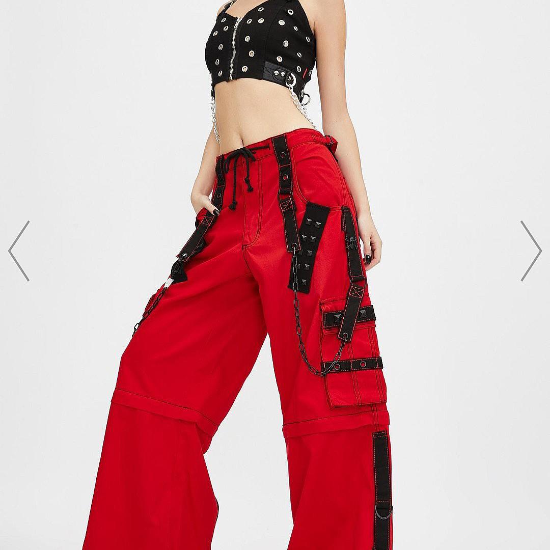 Red cargo discount pants with chain