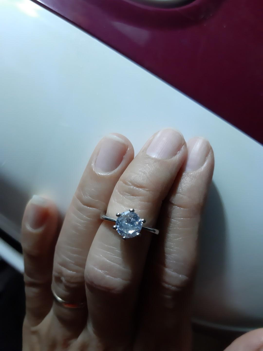 1 Carat Moissanite Solitaire Diamond Adjustable Ring Women S Fashion Jewellery Rings On Carousell