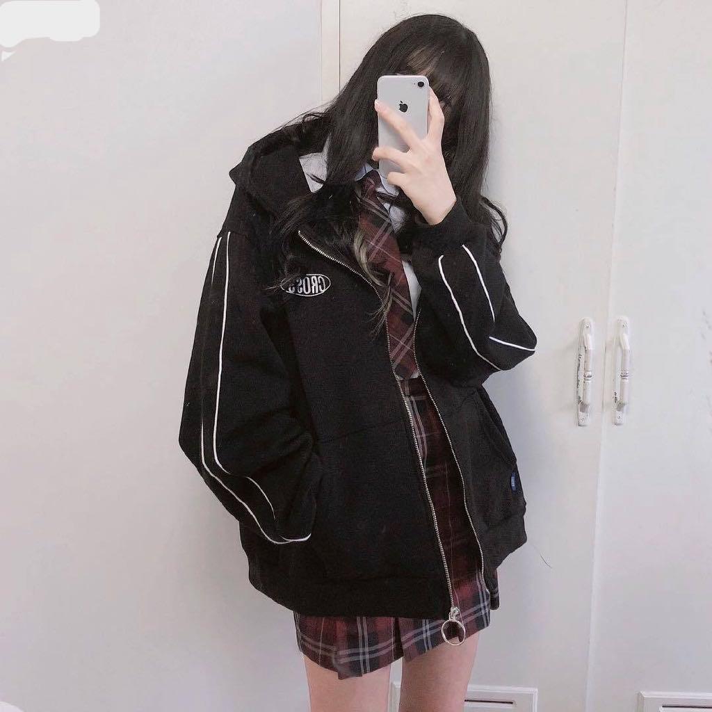 Warm black zip up hoodie online