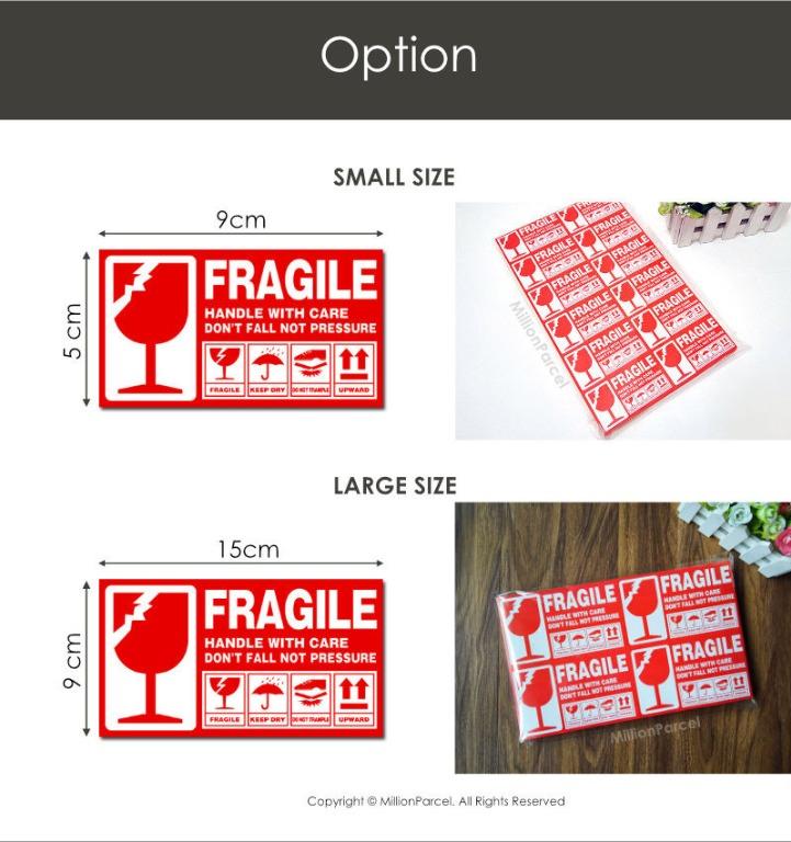 Fragile Label Sticker 2 size | Carton Box Sticker | Bubble Wrap Sticker ...