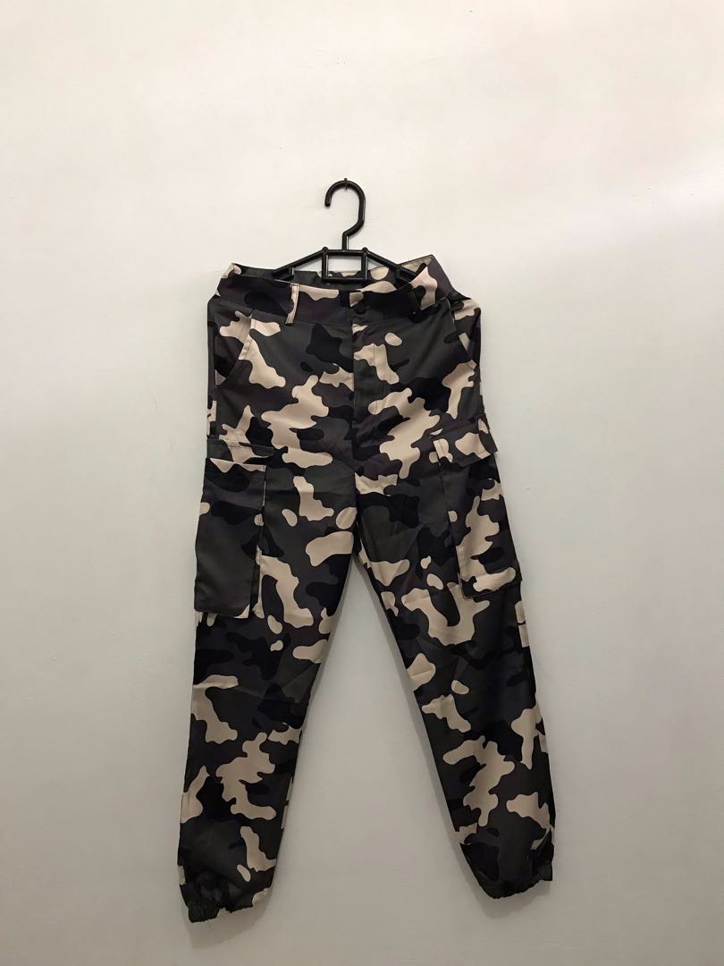 Army High Waist Pants, Fesyen Wanita 