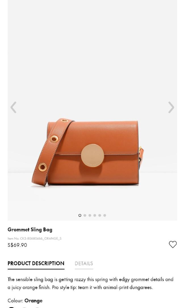 Charles And Keith Grommet orange sling bag