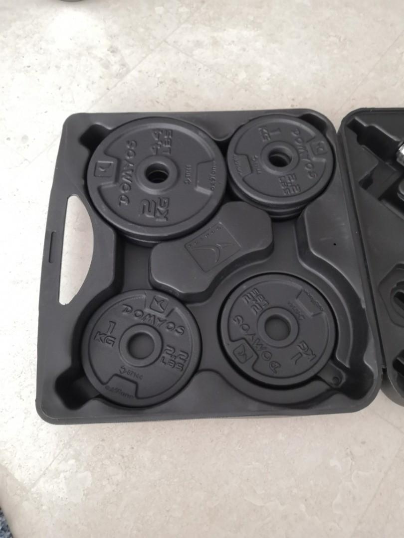 Domyos 20kg dumbell set in case, Sports Equipment, Exercise & Fitness ...