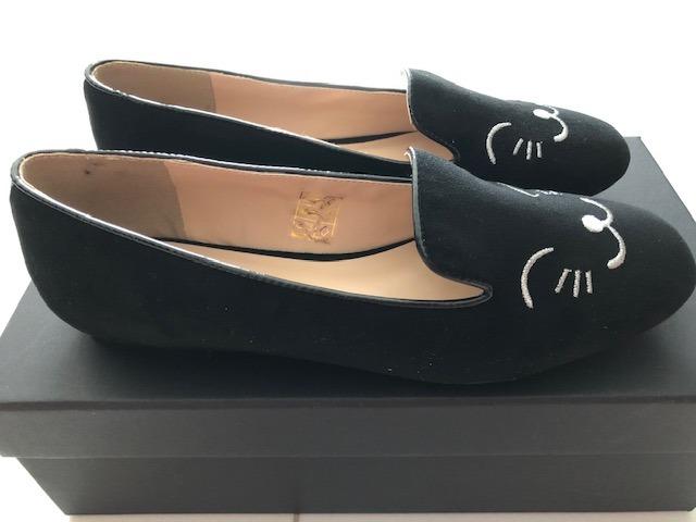 Karl Lagerfeld black cat loafer BNIB Size 37 Black Suede