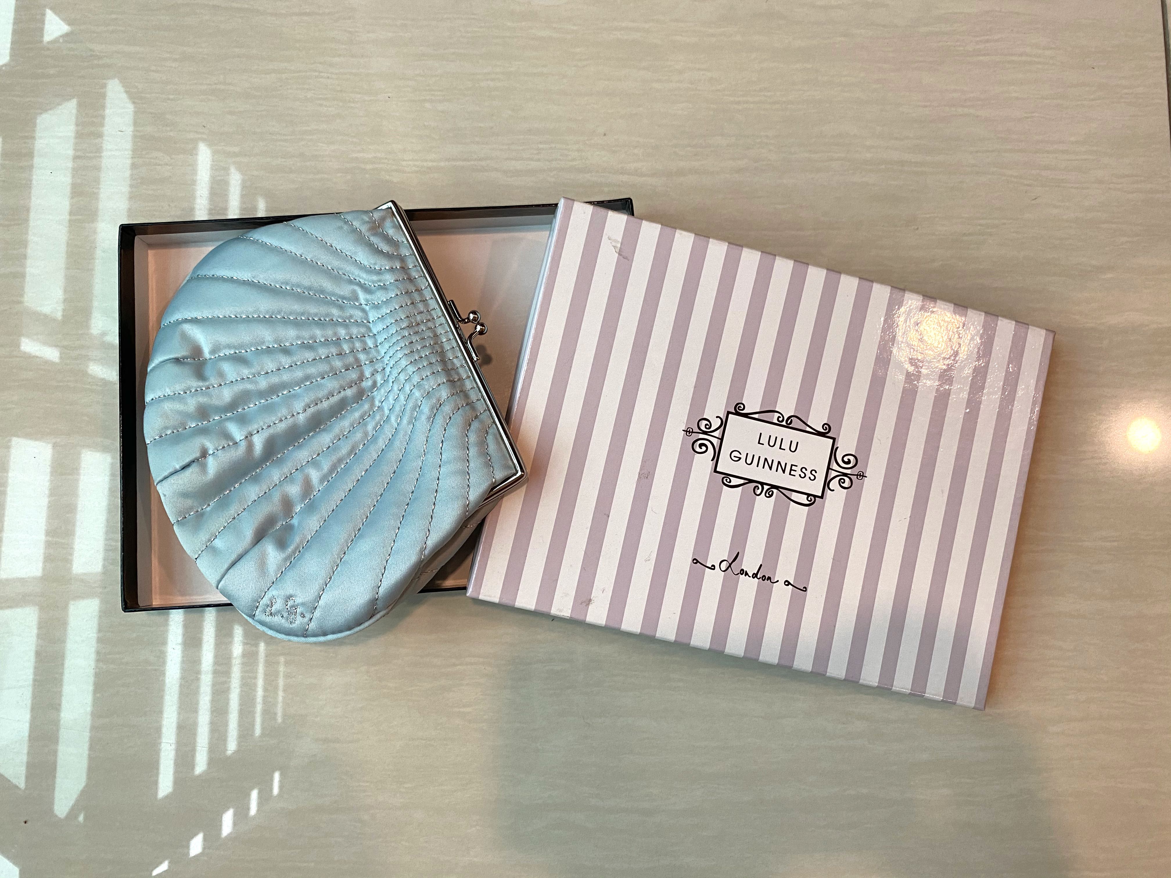Lulu Guinness Sea Shell Satin Blue Clutch Bag