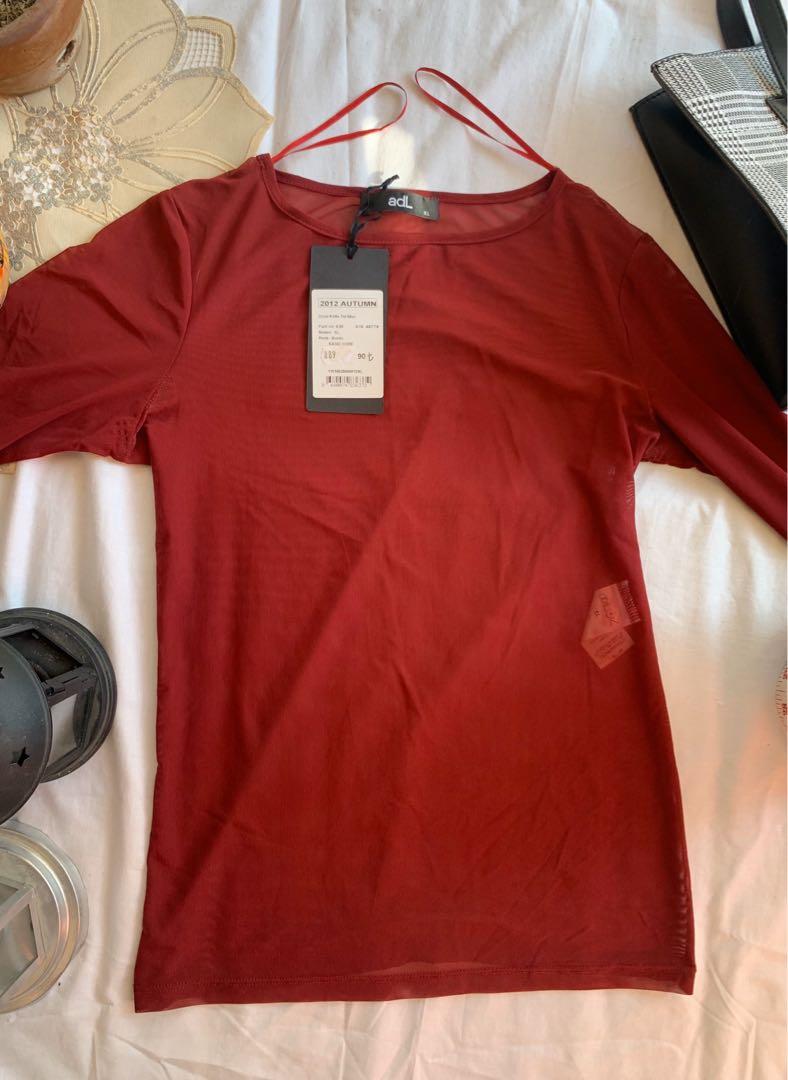 maroon mesh top