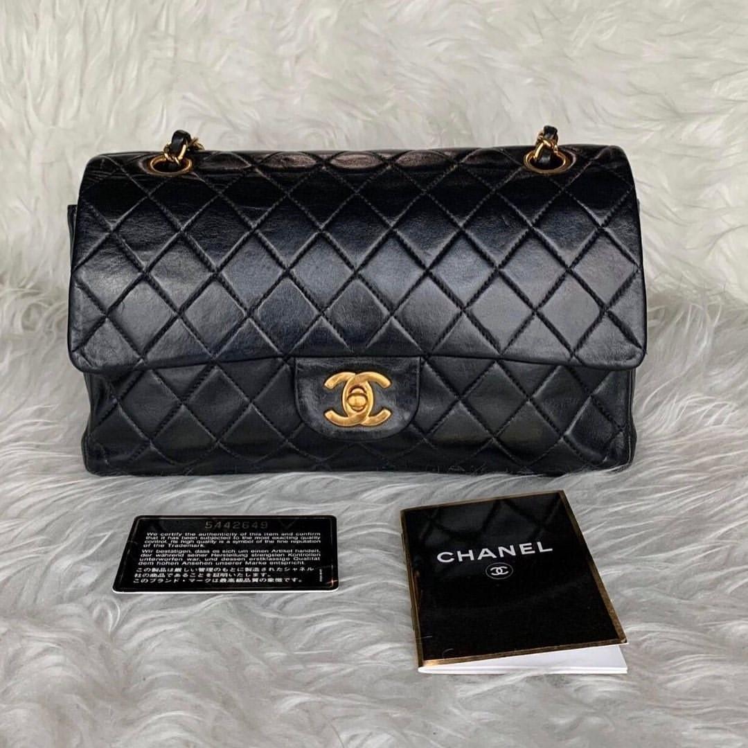 Chanel PreOwned 1995 CC whistle keyring  CrawallonieShops Revival   Black Chanel Medium Classic Lambskin Double Flap Shoulder Bag