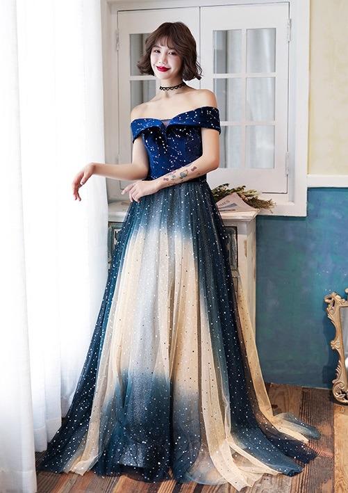 Galaxy themed prom dress cheap