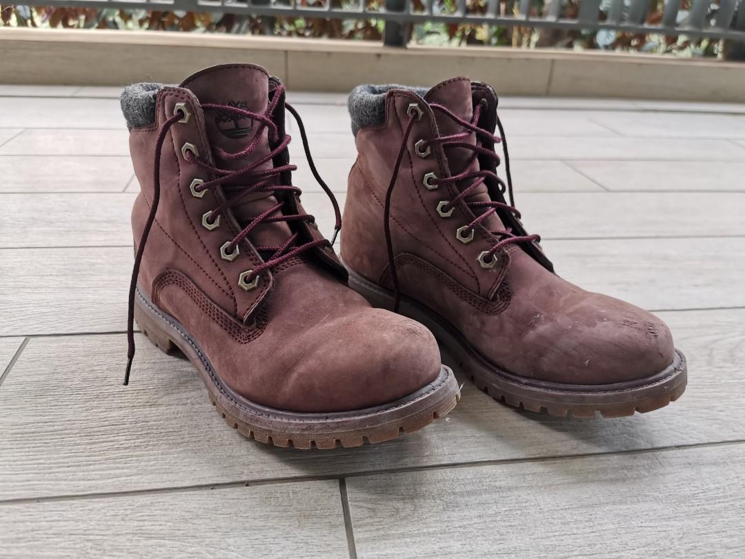 maroon hiking boots