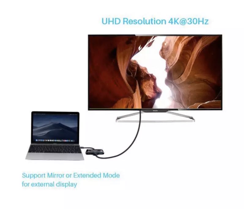 USB C to Multiport Adapter 4K Ultra HD HDMI USB