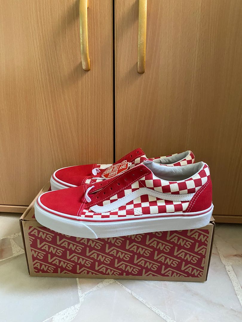 vans old skool red checkerboard