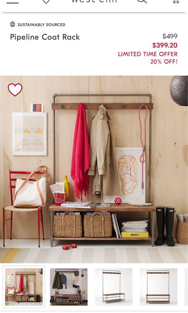 West elm pipeline coat rack clearance