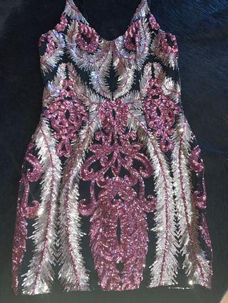 Sequins dress (pink, gold & black)