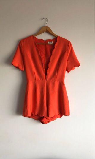 STOREE Scalloped Plunge Romper Sz. Small
