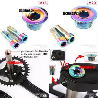 🆕! Oil Slick M15/M18/M20 Anodized Rainbow MTB Bicycle Crank Arm Bolt Cover For Shimano/Sram/Fsa/Racework Etc   #Dcbikes M 15 / M 18 / M 20 Cap  - Allen Key 10                                                                ✳️ PRICE FOR 1 Bolt + 2 Screws ✳️