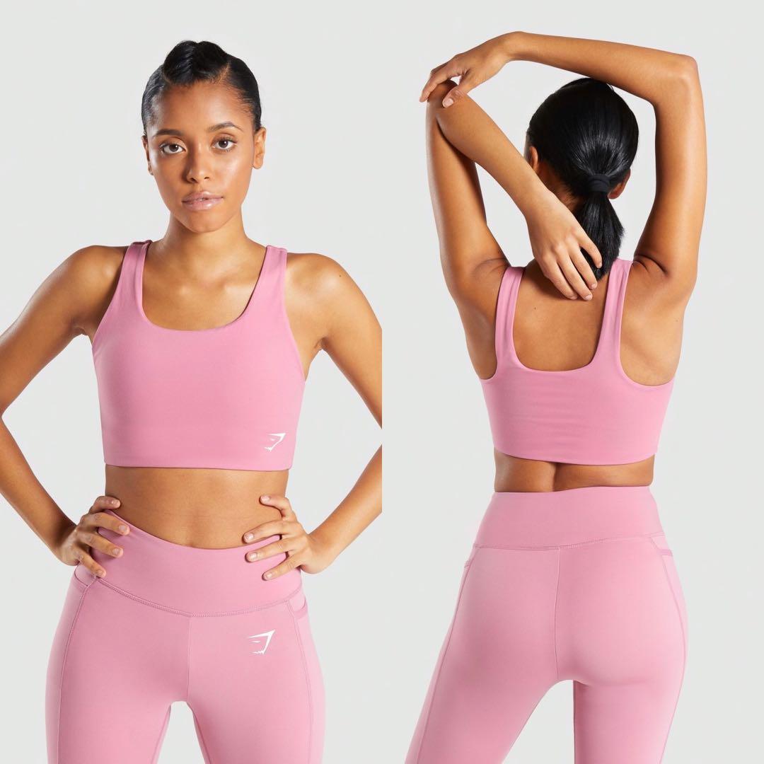Gymshark V Neck Sports Bra in black and pink XS, Women's Fashion,  Activewear on Carousell