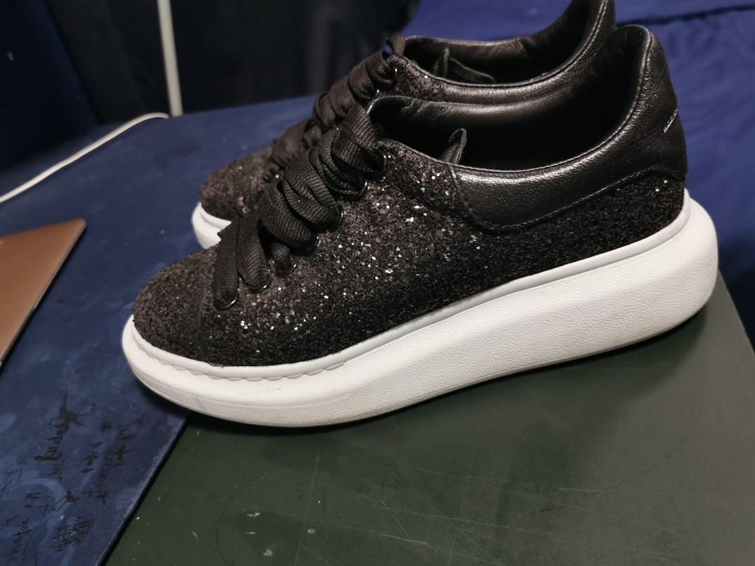 Alexander McQueen female black glitter sneakers