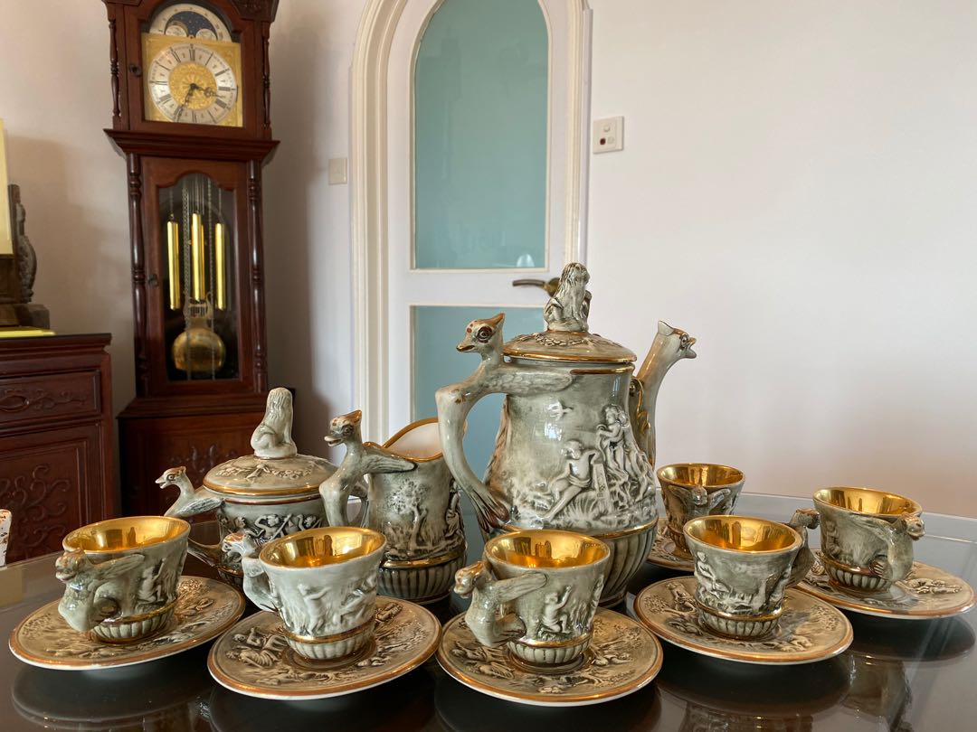 Authentic Capodimonte porcelain handmade tea set imported from Italy