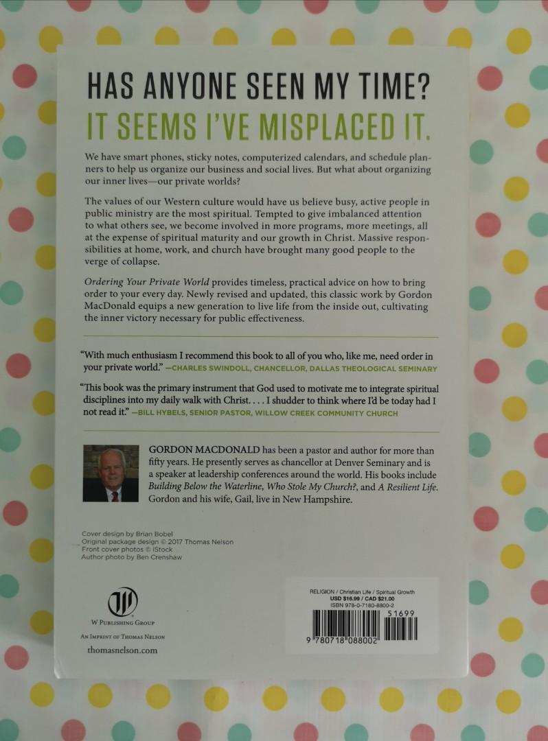 Bn Ordering Your Private World By Gordon Macdonald Books Stationery Non Fiction On Carousell