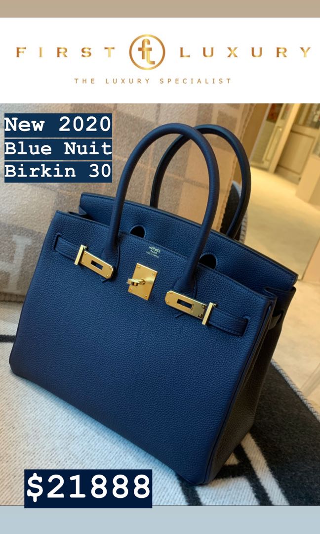 Birkin 25 Blue nuit Ghw togo, Luxury, Bags & Wallets on Carousell