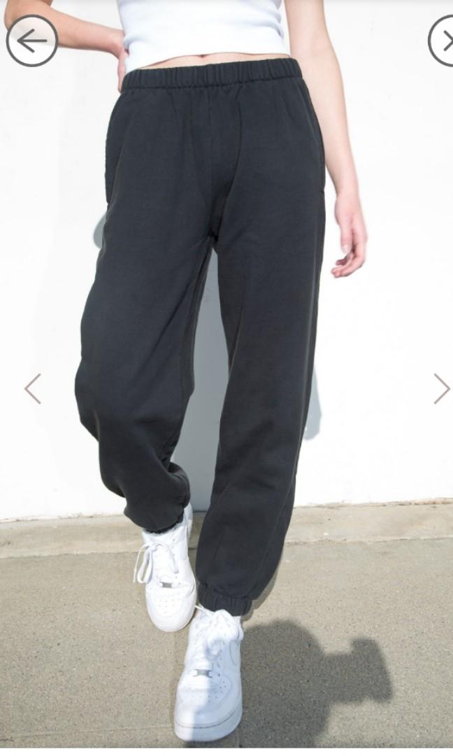 Brandy Melville Black Rosa Sweatpants Women s Fashion Bottoms Other Bottoms on Carousell