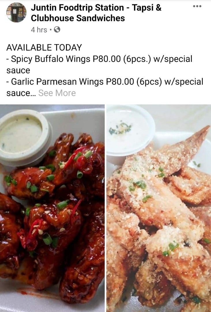 Buffalo wings and clubhouse sandwich: Food delivery in Pasay