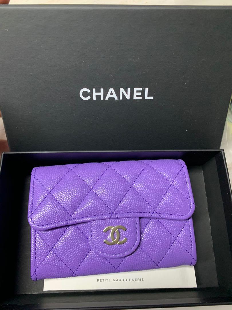 Chanel 20s purple flap cardholder