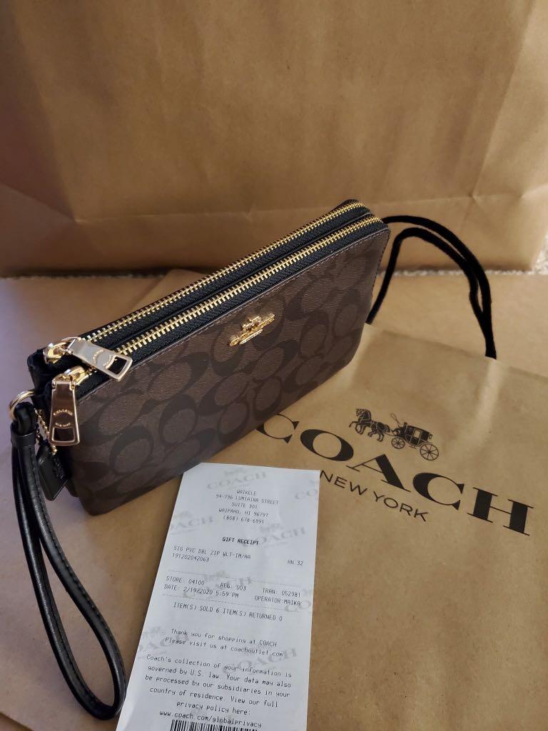 coach double zip wallet