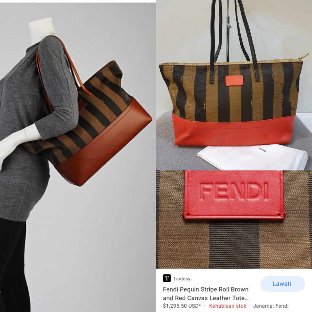 🛑Fendi Pequin Coated Canvas Vertical Sac Plat Tote Bag, Luxury, Bags &  Wallets on Carousell