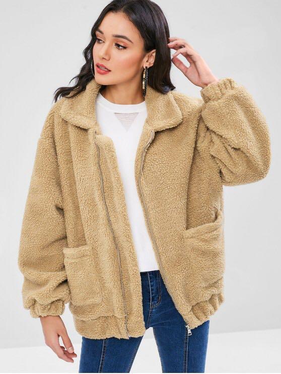 Fluffy coat zaful discount