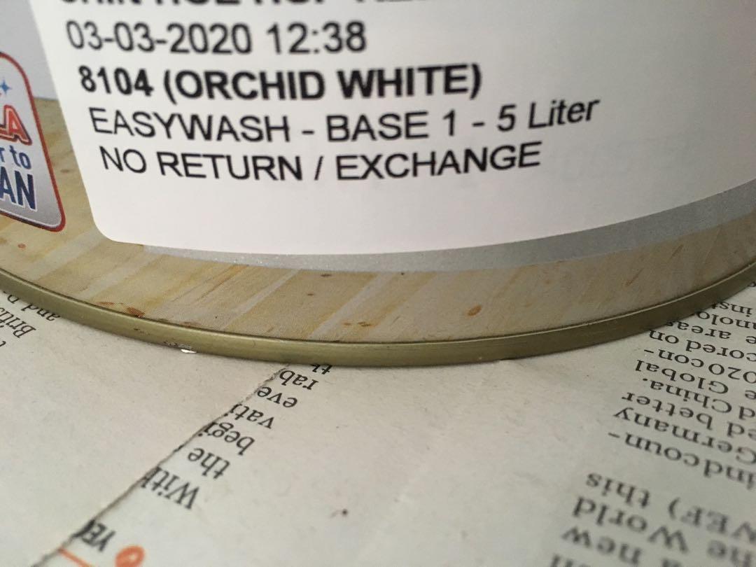 Halfprice Nippon Paint (Orchid White) Easy Wash, Furniture & Home