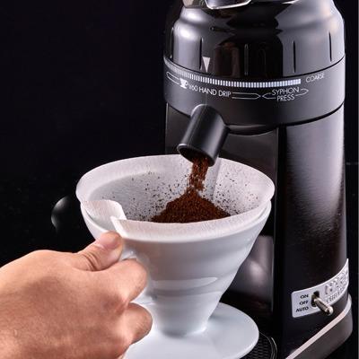 Hario V60 Electric Coffee Grinder EVCG-8B-E (Category: Home Improvement Tools & Accessories) located in Mandaluyong City. Submitted by barista.essentials (Listing ID 284473859, Image 2). Description: The first heavy duty electric grinder by Hario! Designed to grind directly into a V60 dripper using a switch pad. The grinder lets you choose from 44 different grind-sizes. You can use this grinder for all types of coffee preparation whether it is fo