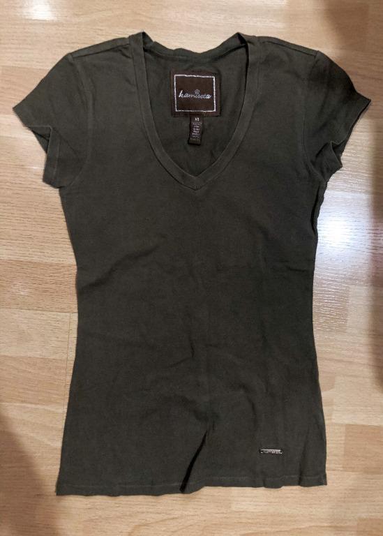 Kamiseta Dark Olive Green V Neck Top Women S Fashion Clothes Tops On Carousell