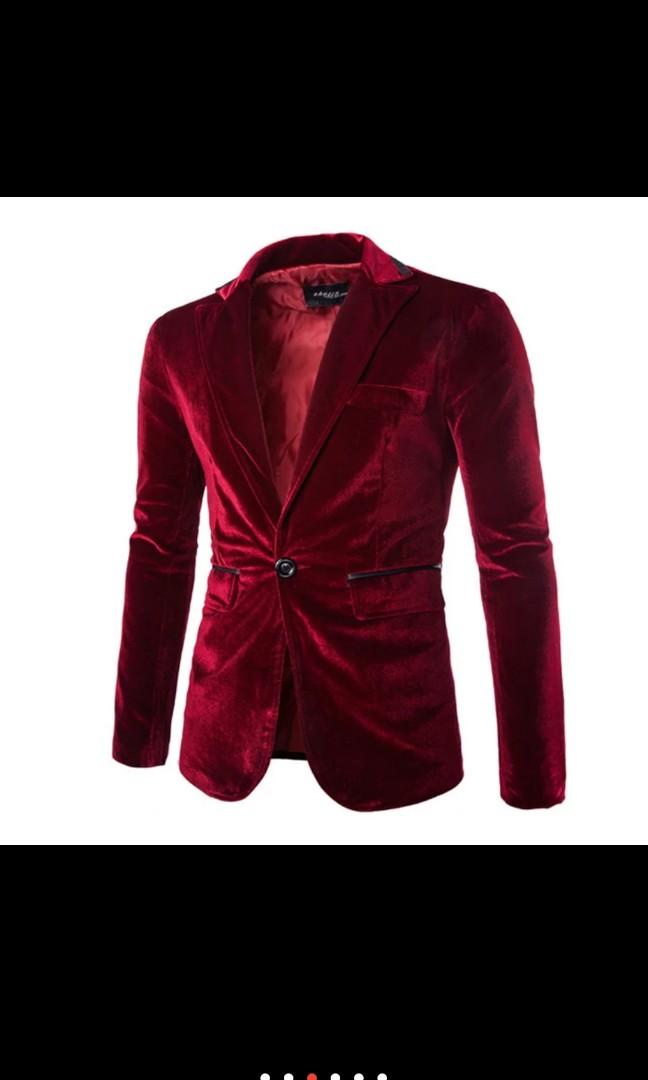 Men blazer Jacket red black purple Men s Fashion Coats Jackets